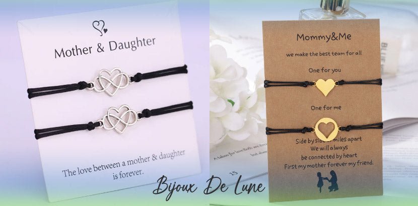 Bracelets Mère-fille Ajustables - Lot De 2 (noir Et Rose), Pendentif Ange, Cadeau Rentrée, Symbole Complicité - 13