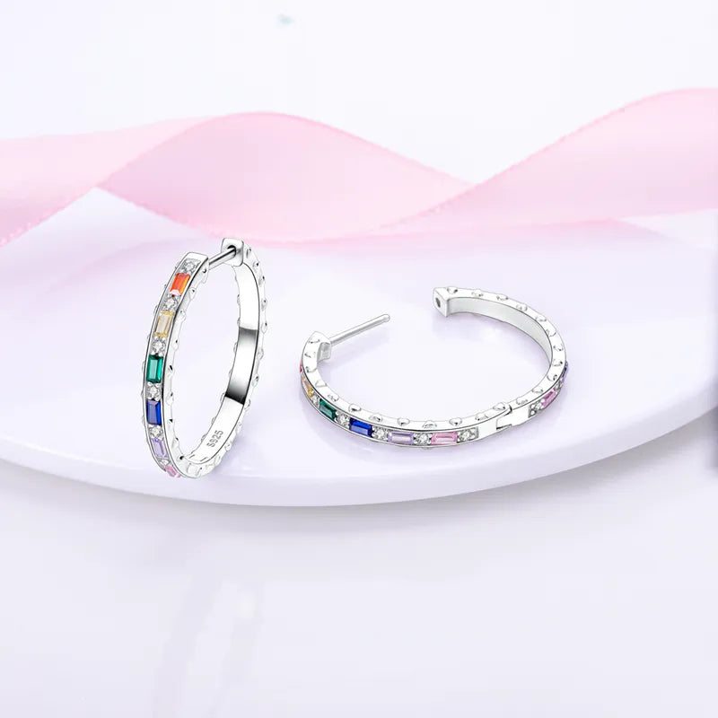 Créole Argent Zircon Boucles D'oreilles En Sterling 925 Avec Différents Modèles Bijoux De Lune
