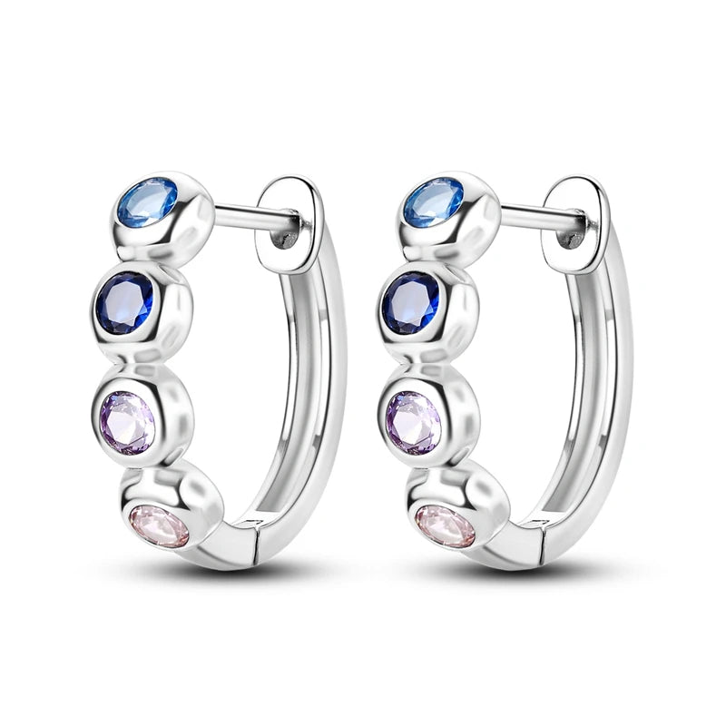 Créole Argent Zircon Boucles D'oreilles En Sterling 925 Avec Différents Modèles Bijoux De Lune