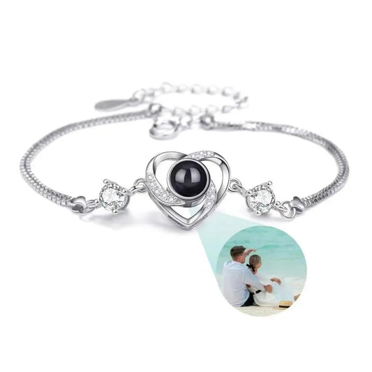 Bracelet Photo Projection Personnalise Femme Coeur - Bijoux De Lune