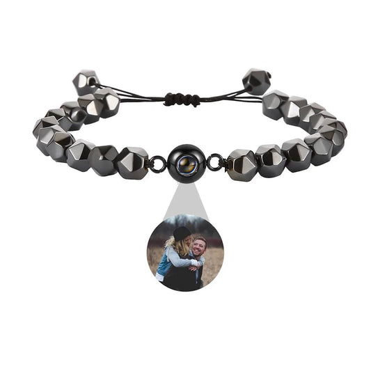 Bracelet Photo Projection Personnalisé Pierre Naturelle Pour Femme Homme Et Couple - Bijoux De Lune