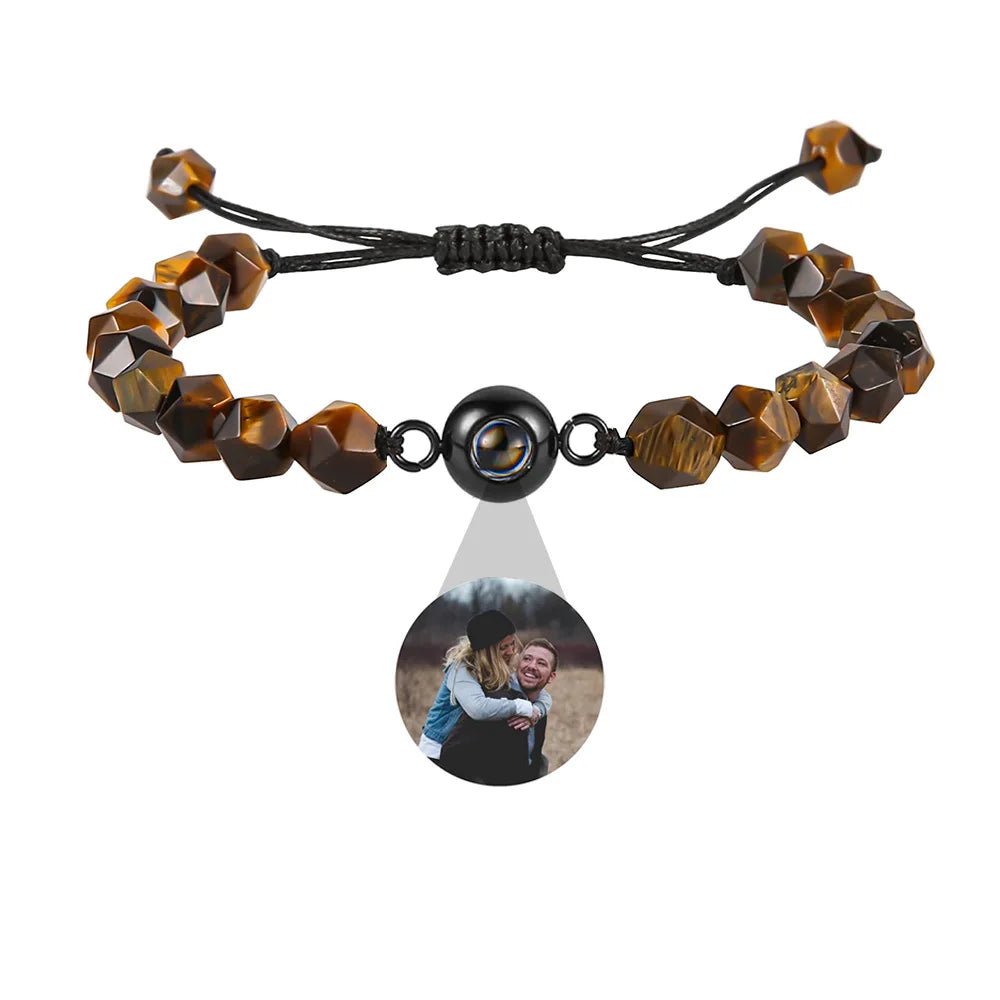 Bracelet Photo Projection Personnalisé Pierre Naturelle Pour Femme Homme Et Couple - Bijoux De Lune
