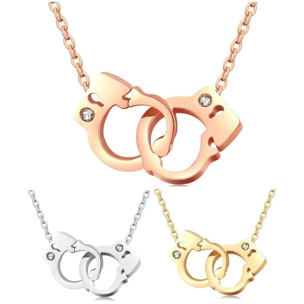 Collier Menotté Femme Pendentif Acier - Bijoux De Lune