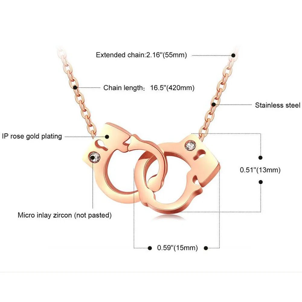 Collier Menotté Femme Pendentif Acier - Bijoux De Lune