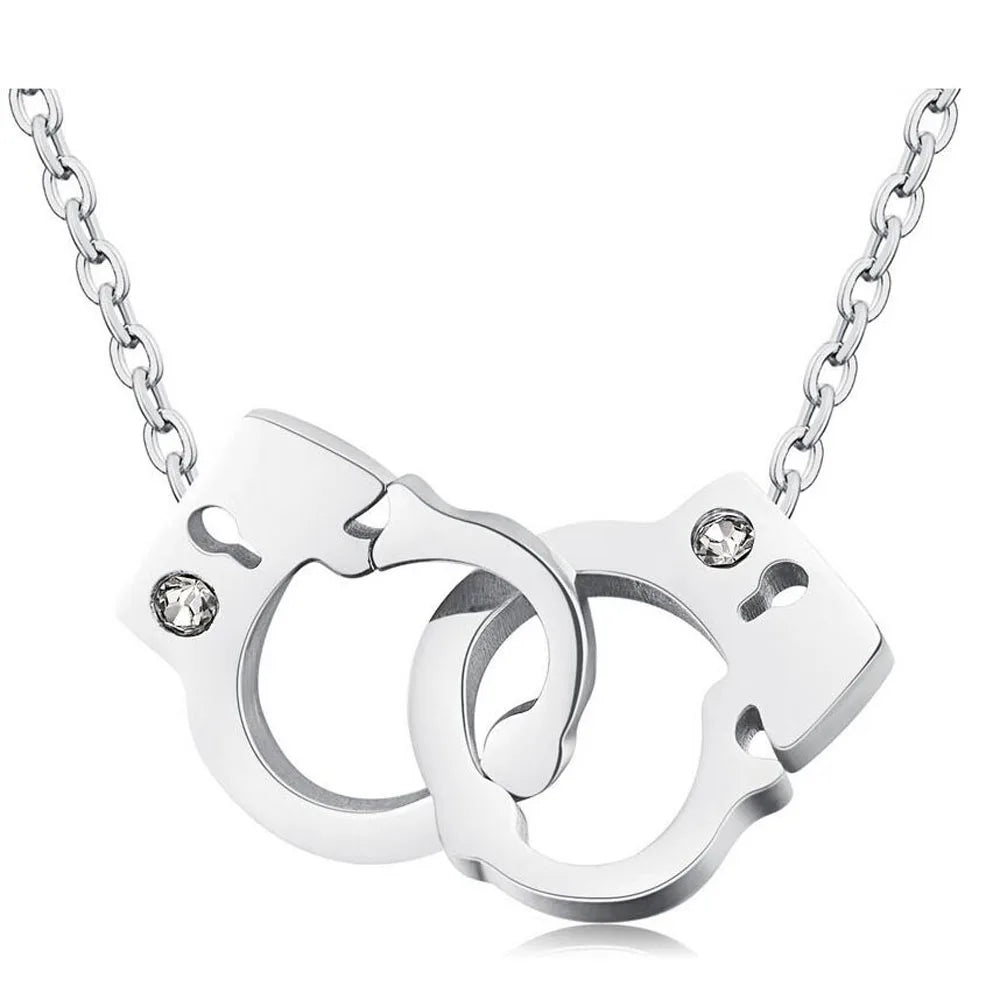 Collier Menotté Femme Pendentif Acier - Bijoux De Lune
