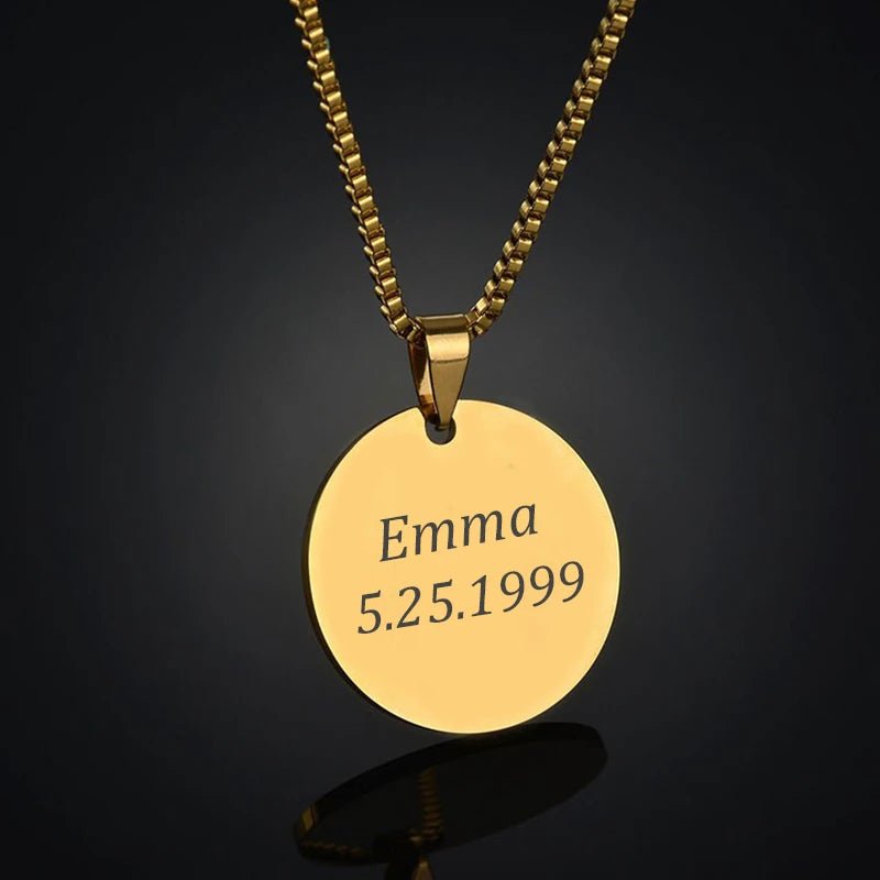 Collier pendentif rond avec photo personnalisée en acier inoxydable - Bijoux De Lune