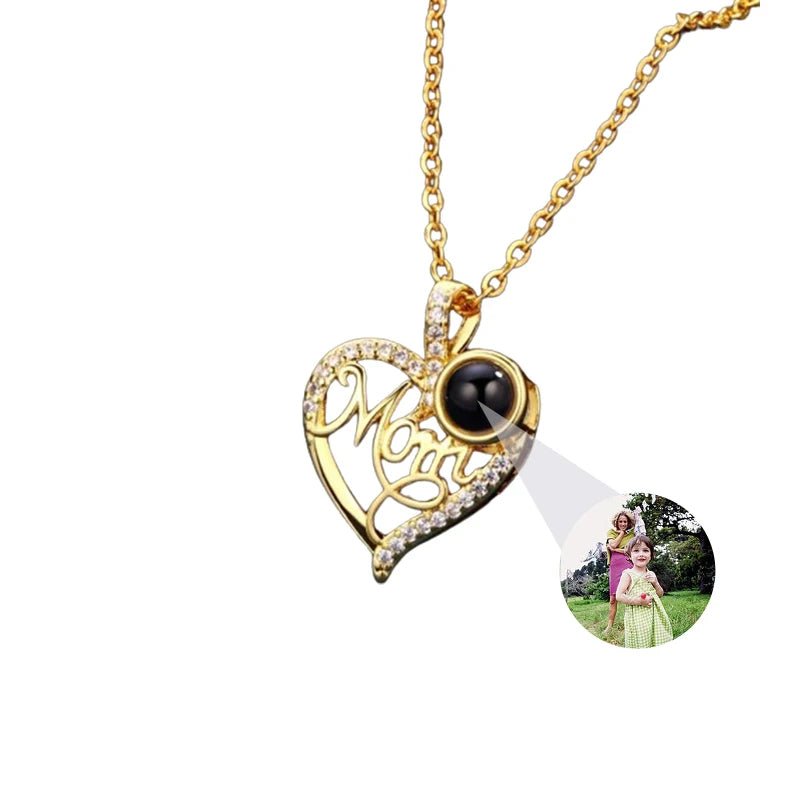 Collier Photo Personnalisé De Projection Femme Fleur De Rose - Bijoux De Lune