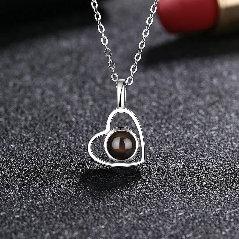 Collier Photo Projection Personnalisé Femme Coeur - Bijoux De Lune