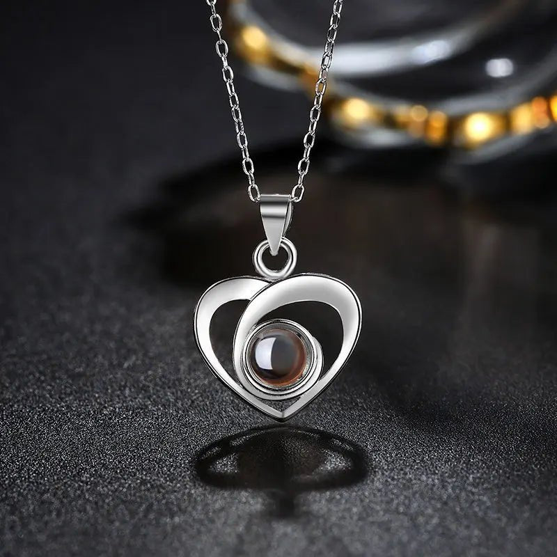 Collier Photo Projection Personnalisé Femme Coeur - Bijoux De Lune