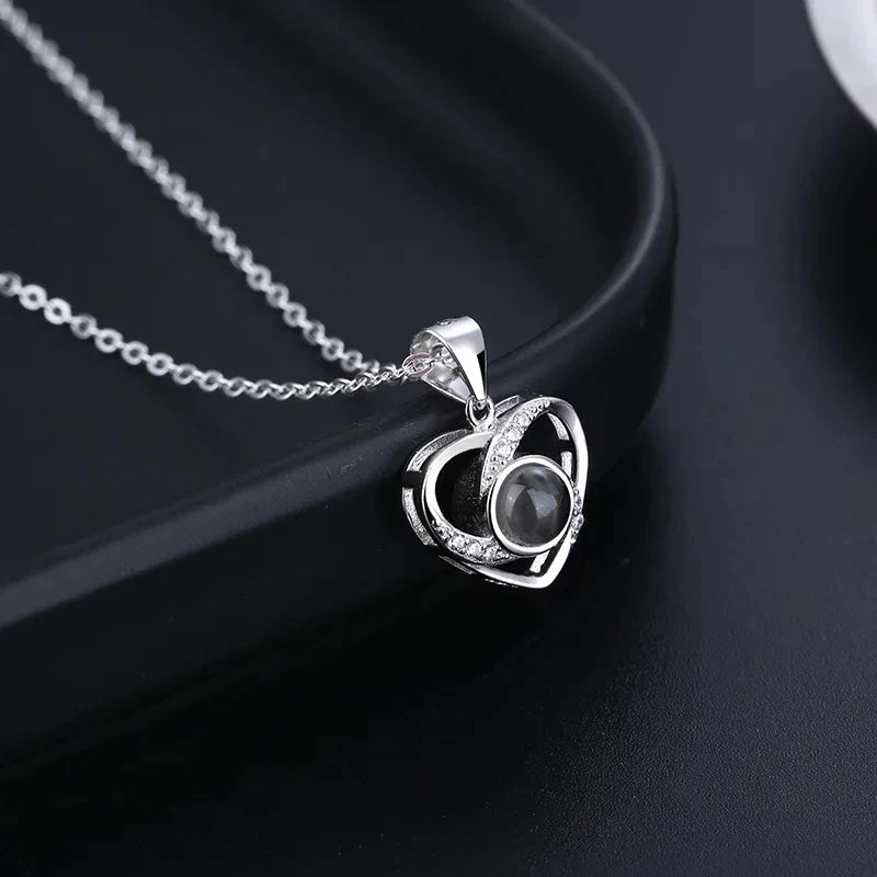 Collier Photo Projection Personnalisé Femme Coeur - Bijoux De Lune