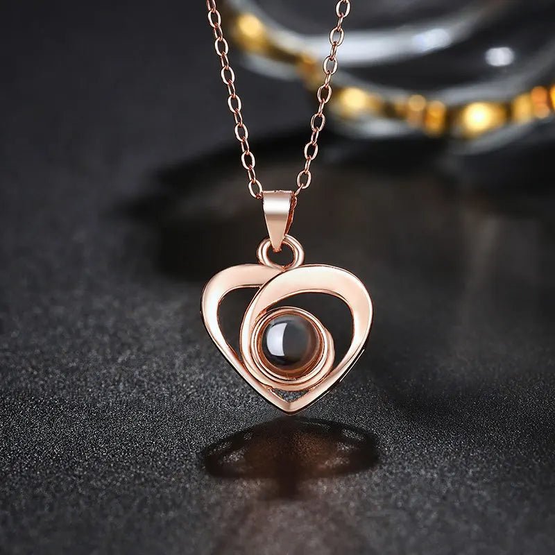 Collier Photo Projection Personnalisé Femme Coeur - Bijoux De Lune