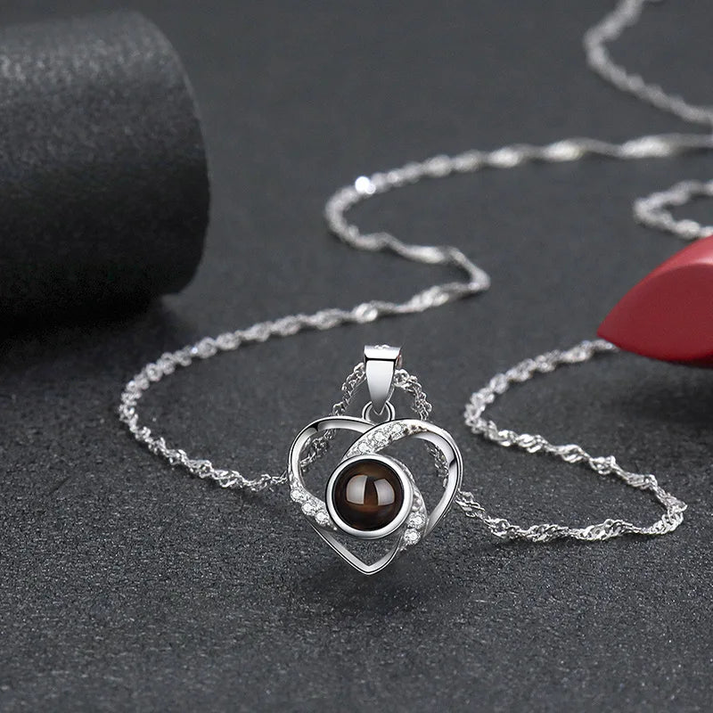 Collier Photo Projection Personnalisé Femme Coeur - Bijoux De Lune