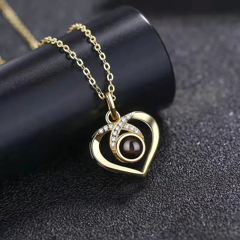Collier Photo Projection Personnalisé Femme Coeur - Bijoux De Lune