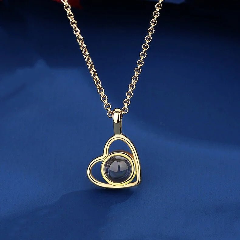 Collier Photo Projection Personnalisé Femme Coeur - Bijoux De Lune