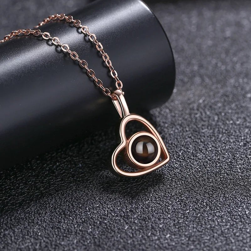 Collier Photo Projection Personnalisé Femme Coeur - Bijoux De Lune