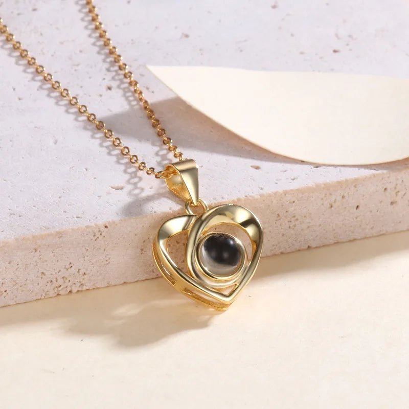 Collier Photo Projection Personnalisé Femme Coeur - Bijoux De Lune