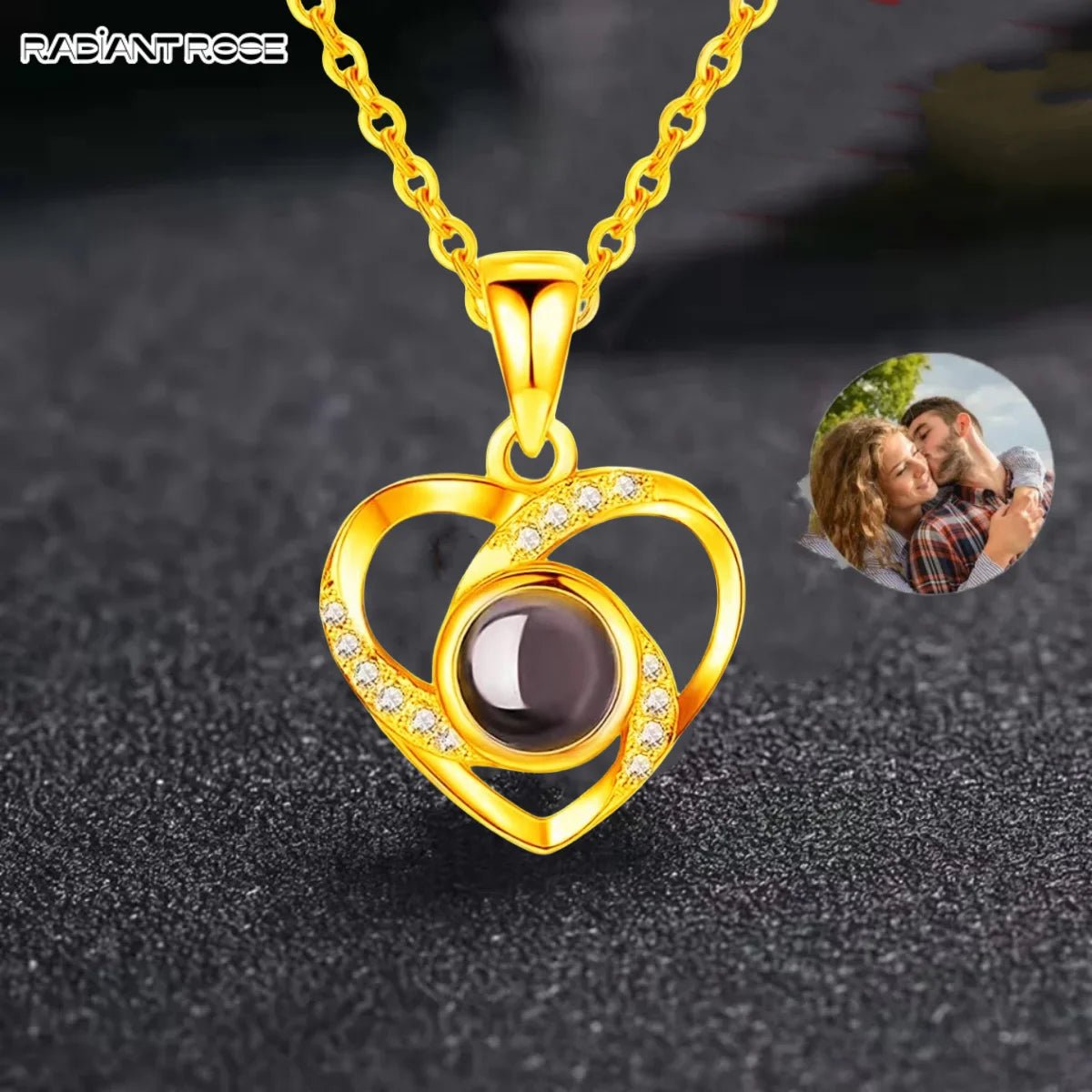 Collier Photo Projection Personnalisé Femme Coeur - Bijoux De Lune