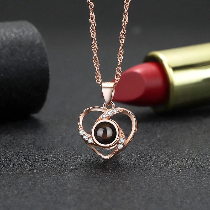 Collier Photo Projection Personnalisé Femme Coeur - Bijoux De Lune