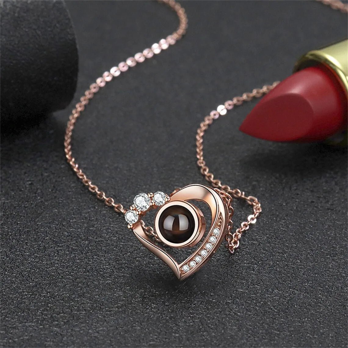 Collier Photo Projection Personnalisé Femme Coeur - Bijoux De Lune