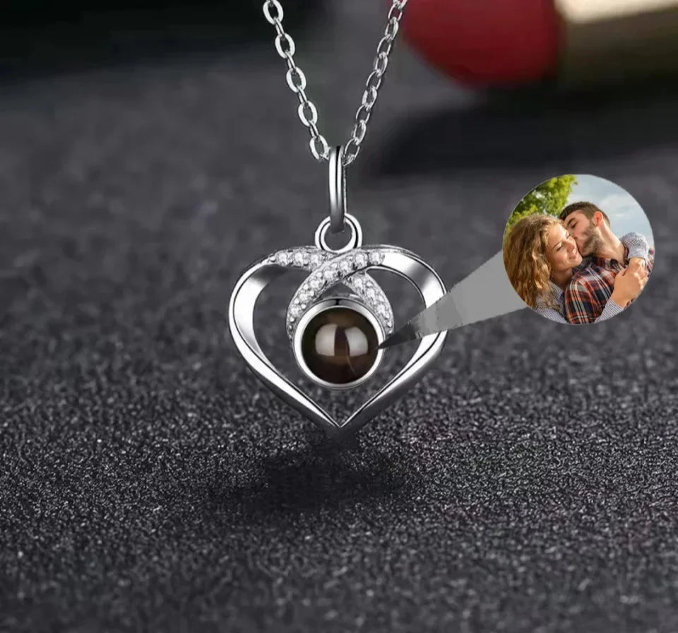 Collier Photo Projection Personnalisé Femme Coeur - Bijoux De Lune