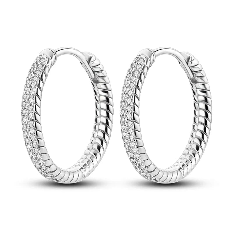 Créole Argent Zircon Boucles D'oreilles En Sterling 925