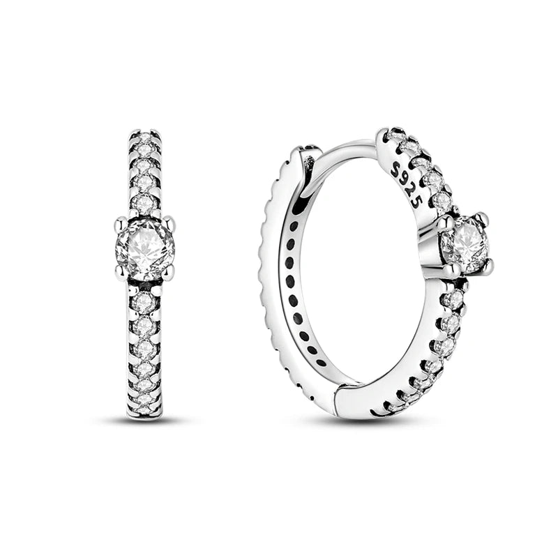Créole Argent Zircon Boucles D'oreilles En Sterling 925