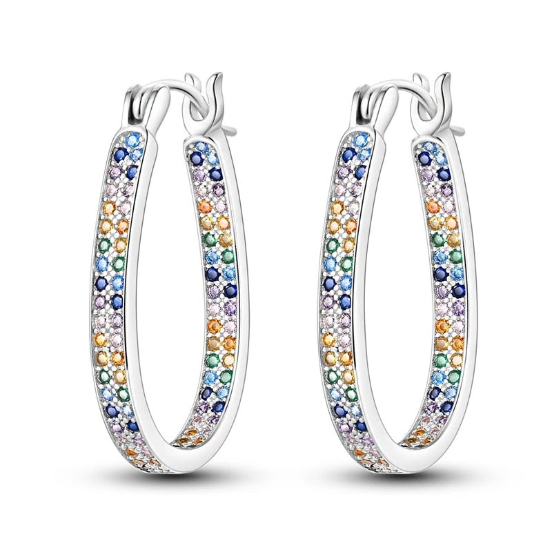 Créole Argent Zircon Boucles D'oreilles En Sterling 925