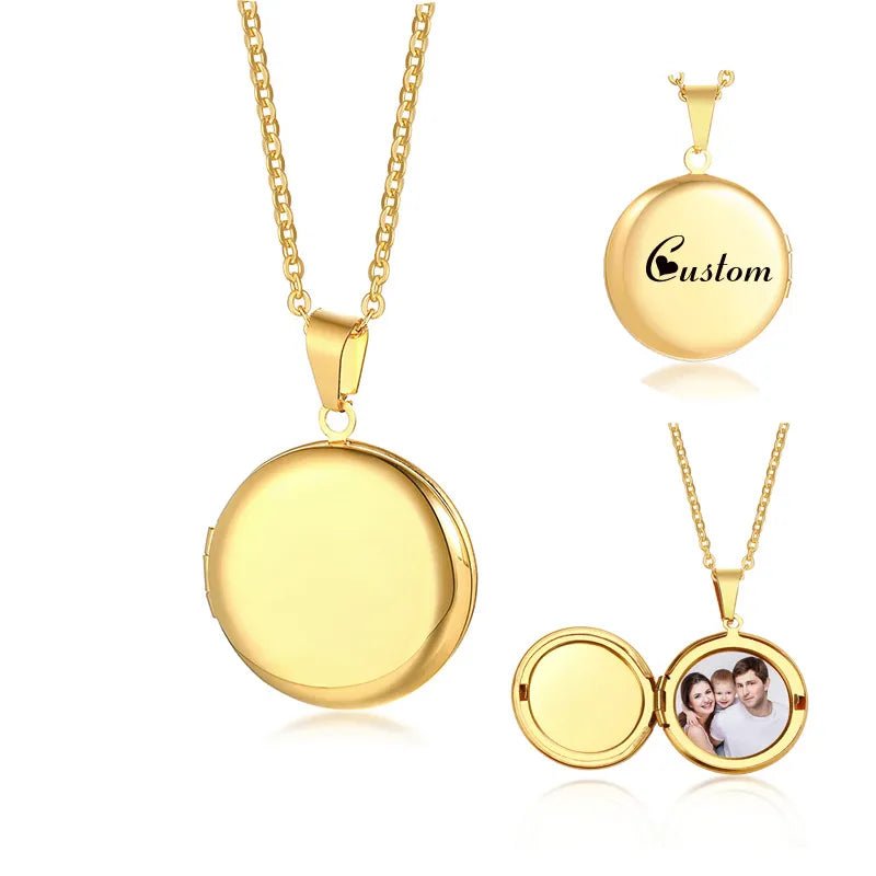 Médaille Photo Avec Gravé Coeur - Bijoux De Lune