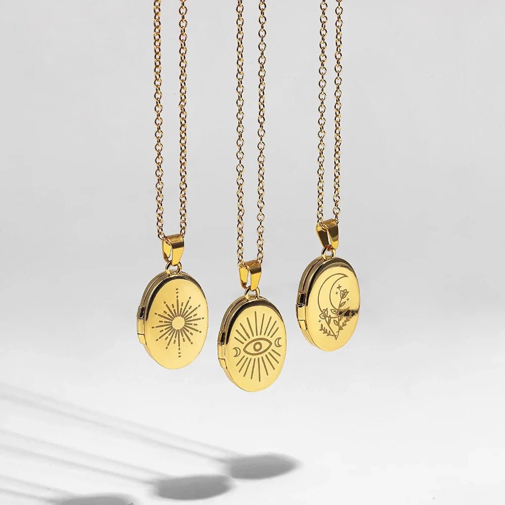 Pendentif Médaillon Photo Ovale Or Couleur - Bijoux De Lune
