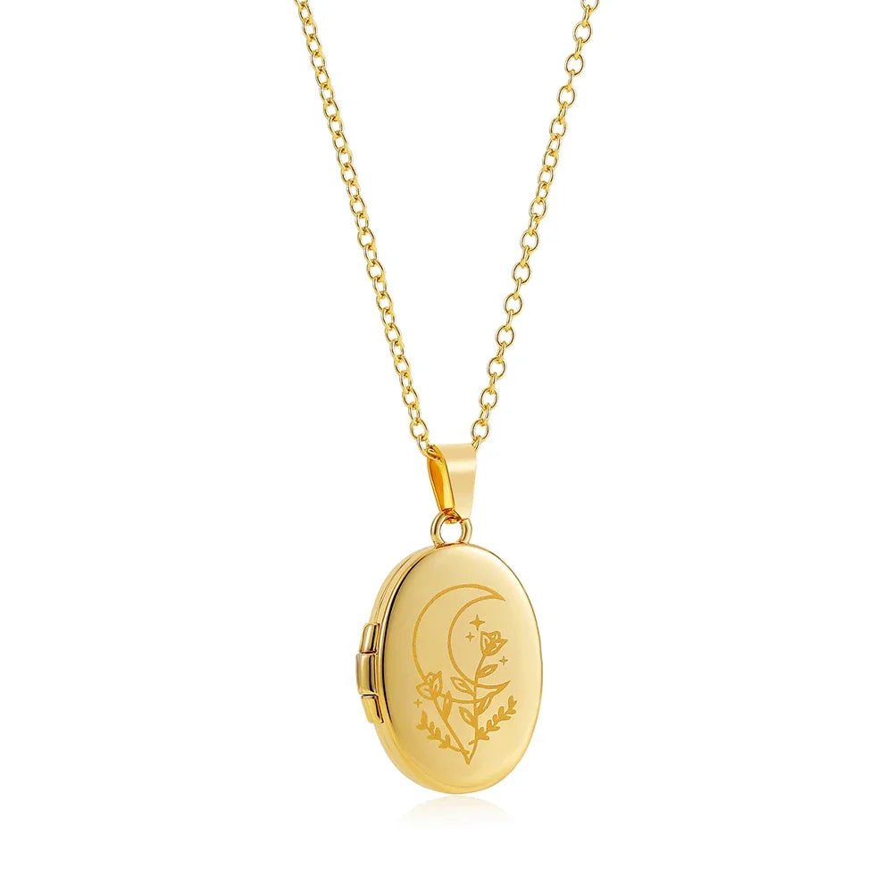 Pendentif Médaillon Photo Ovale Or Couleur - Bijoux De Lune