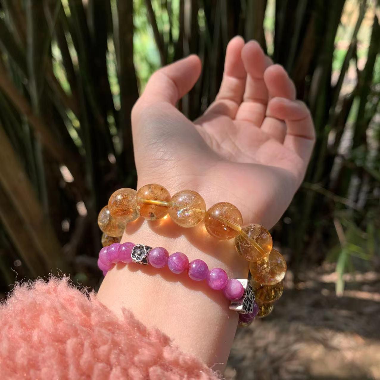10 mm Véritable Naturel Citrine Cristal Perles Bracelet Bijoux De Lune