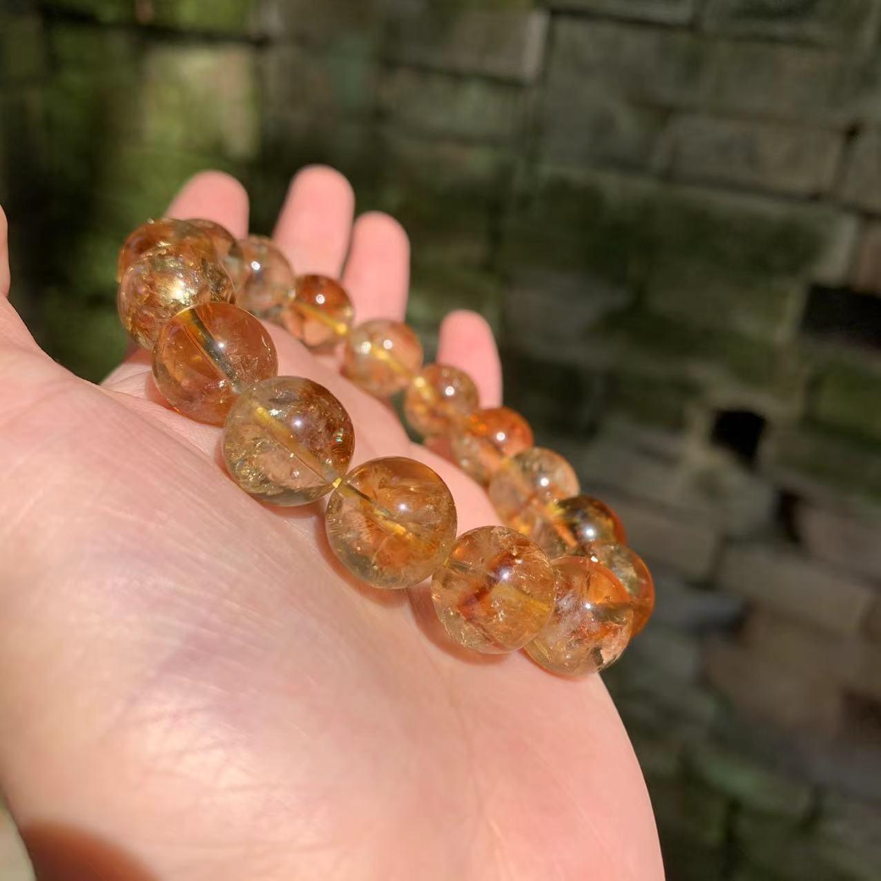 10 mm Véritable Naturel Citrine Cristal Perles Bracelet Bijoux De Lune