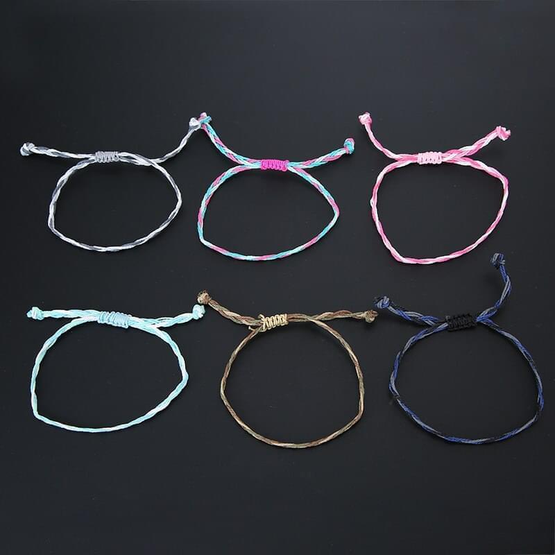 12 Pièces/Ensemble Bracelet De Corde Ajustable Tressé à La Main En Tissu De Couleur Mélangée Bijoux De Lune