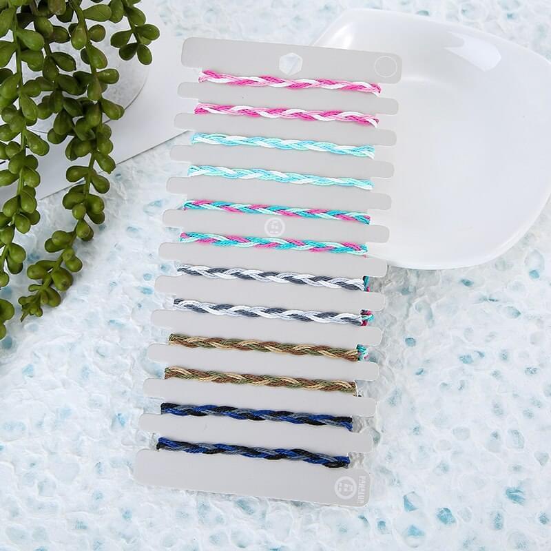 12 Pièces/Ensemble Bracelet De Corde Ajustable Tressé à La Main En Tissu De Couleur Mélangée - Bijoux De Lune
