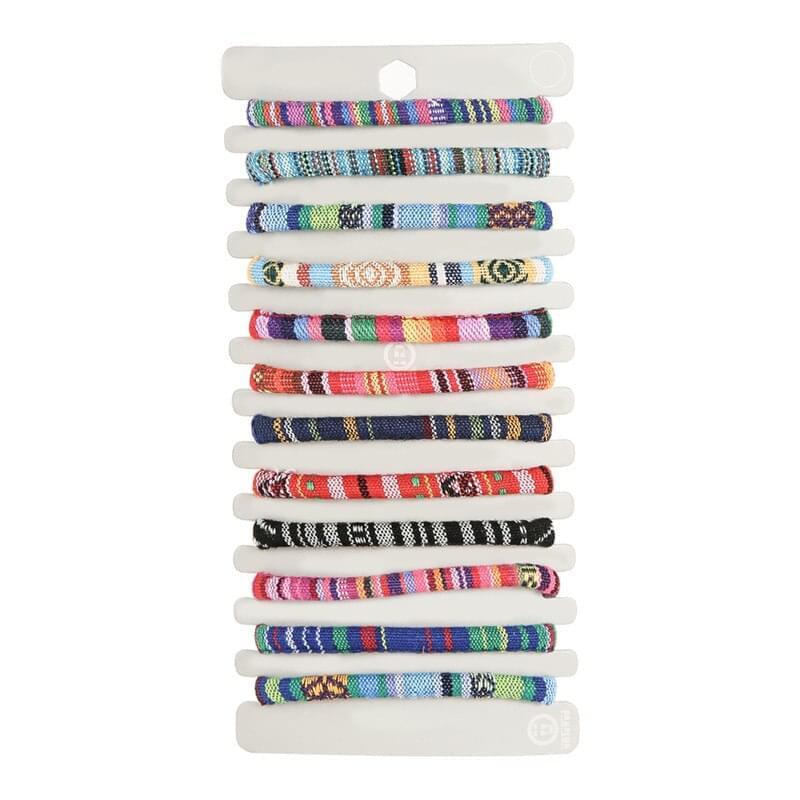 12 Pièces/Ensemble Bracelet De Corde Ajustable Tressé à La Main En Tissu De Couleur Mélangée Bijoux De Lune
