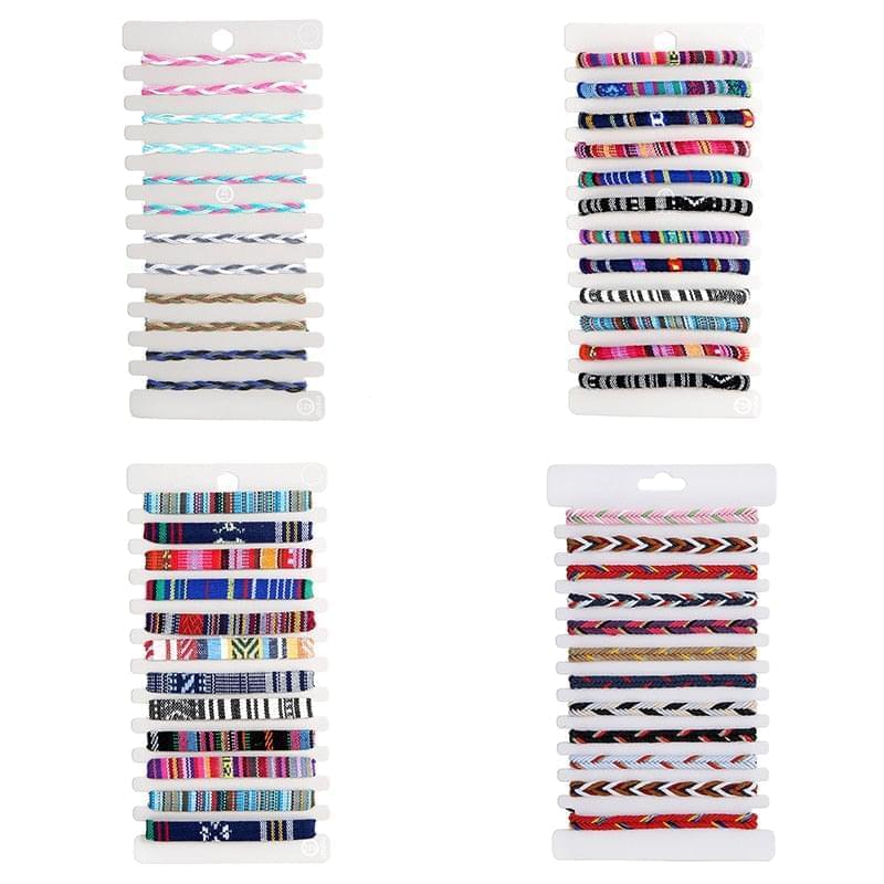 12 Pièces/Ensemble Bracelet De Corde Ajustable Tressé à La Main En Tissu De Couleur Mélangée Bijoux De Lune