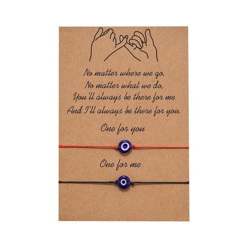 2 Pièces Bracelet De Promesse Distance Matching Bracelet Amitié Couple Coeur Infinity Evil Eye Bracelet - Bijoux De Lune