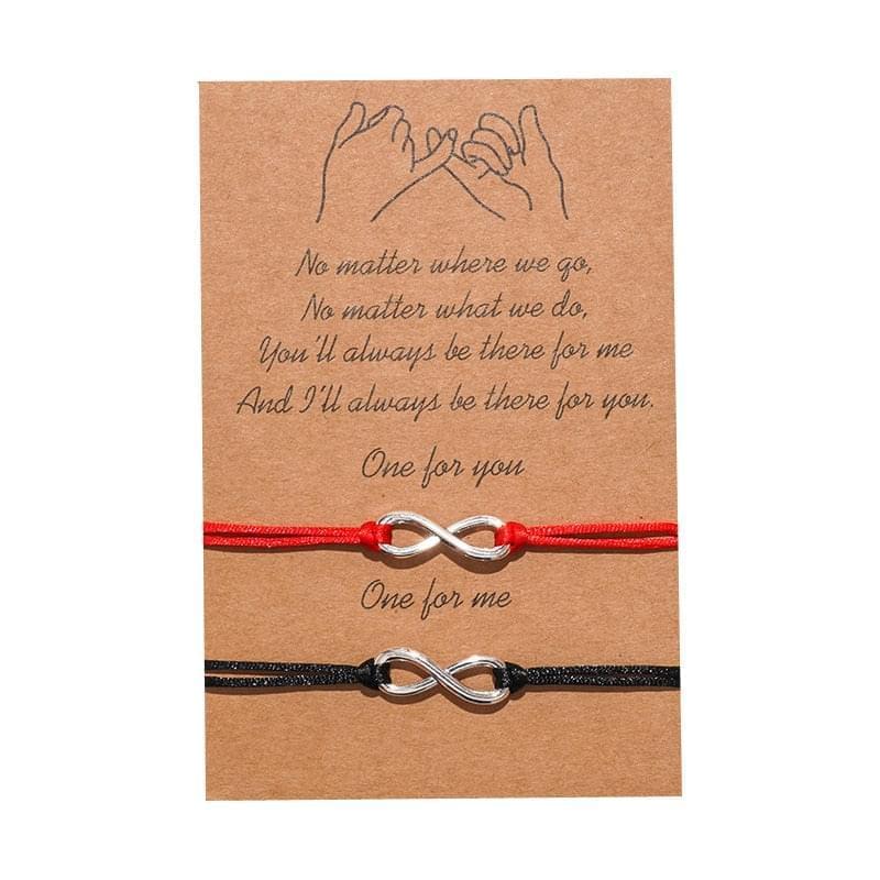 2 Pièces Bracelet De Promesse Distance Matching Bracelet Amitié Couple Coeur Infinity Evil Eye Bracelet - Bijoux De Lune