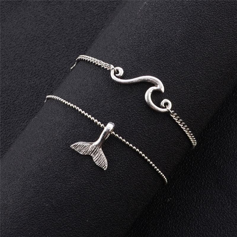 Bracelet Cheville Femme Chaîne Avec Perles Rétro, Cœur Et Diamants - Bijoux De Lune