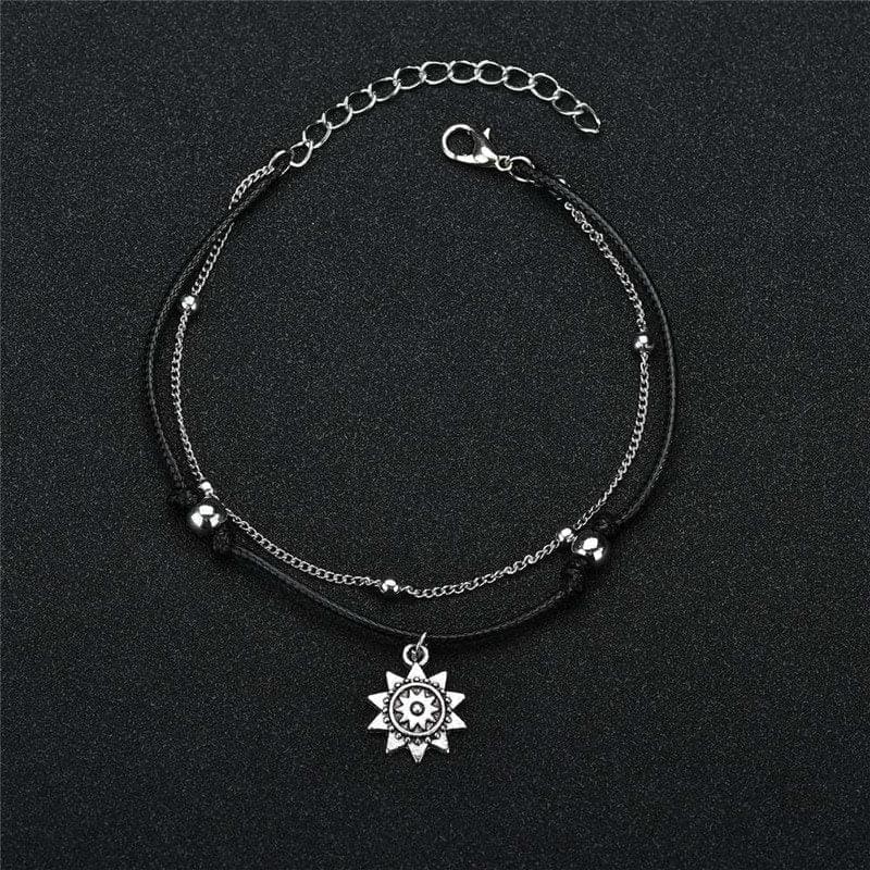 Bracelet Cheville Femme Chaîne Avec Perles Rétro, Cœur Et Diamants - Bijoux De Lune