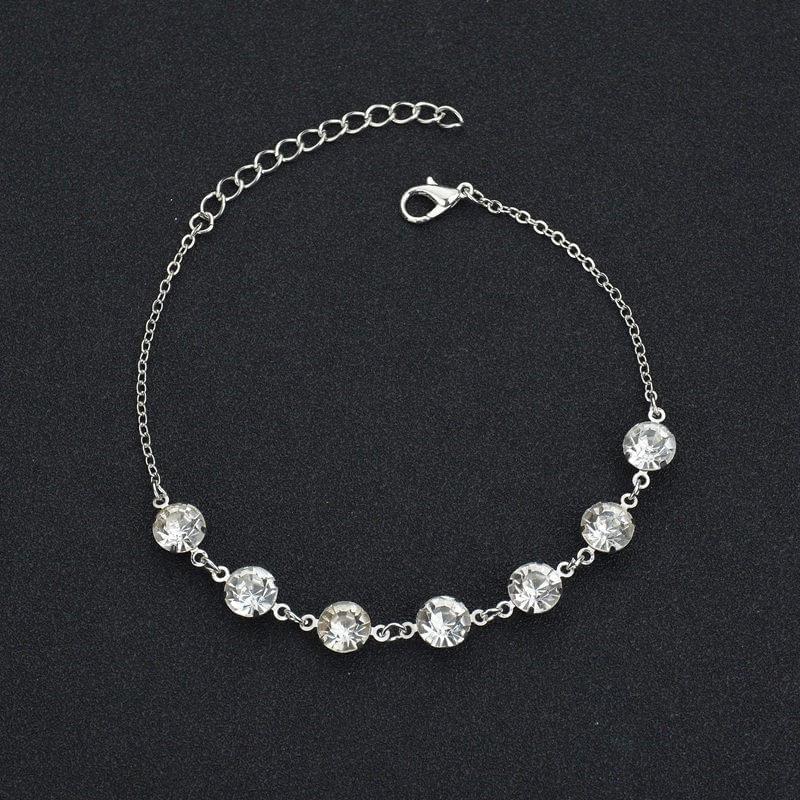 Bracelet Cheville Femme Chaîne Avec Perles Rétro, Cœur Et Diamants - Bijoux De Lune
