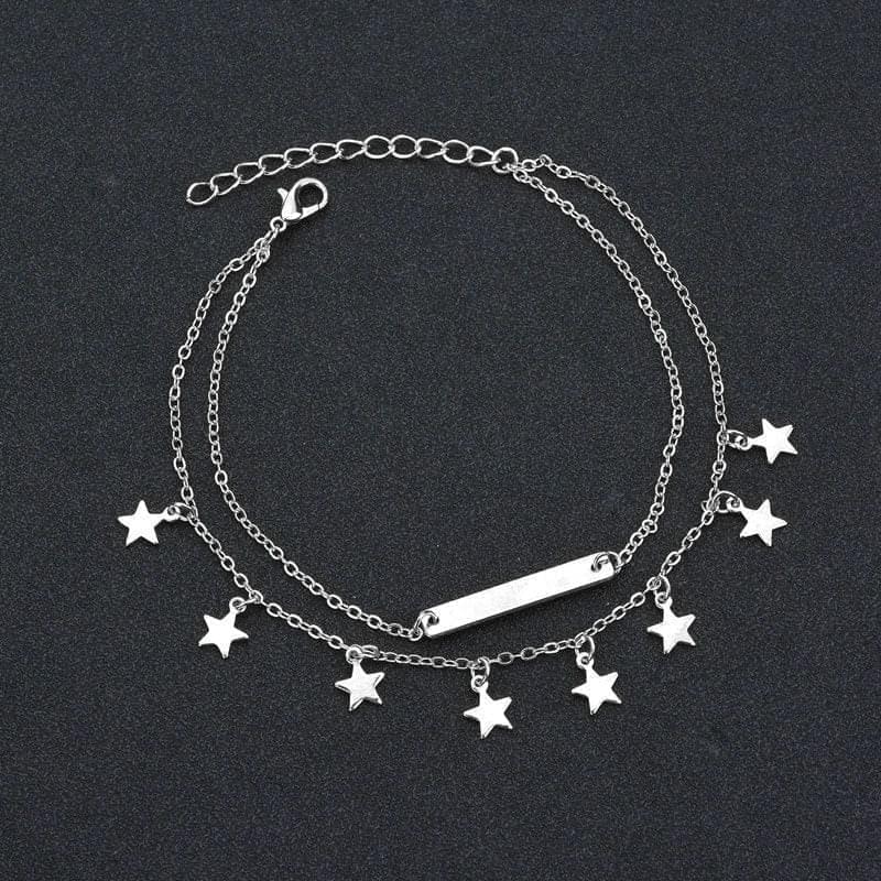 Bracelet Cheville Femme Chaîne Avec Perles Rétro, Cœur Et Diamants - Bijoux De Lune