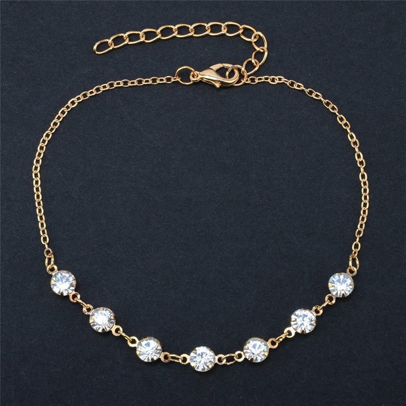 Bracelet Cheville Femme De Luxe En Cristal Et Zircone Cubique - Bijoux De Lune
