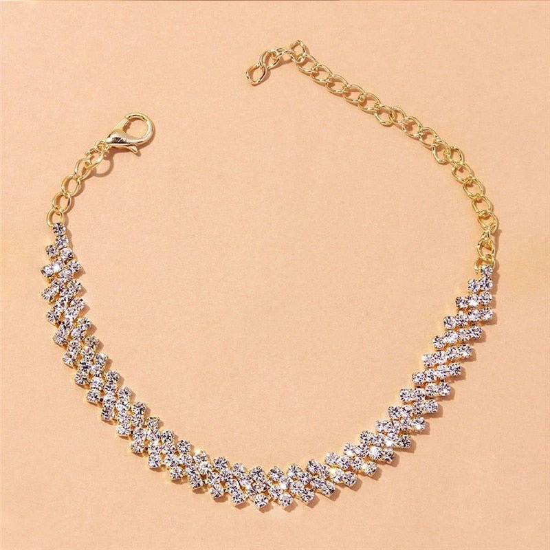 Bracelet Cheville Femme De Luxe En Cristal Et Zircone Cubique - Bijoux De Lune