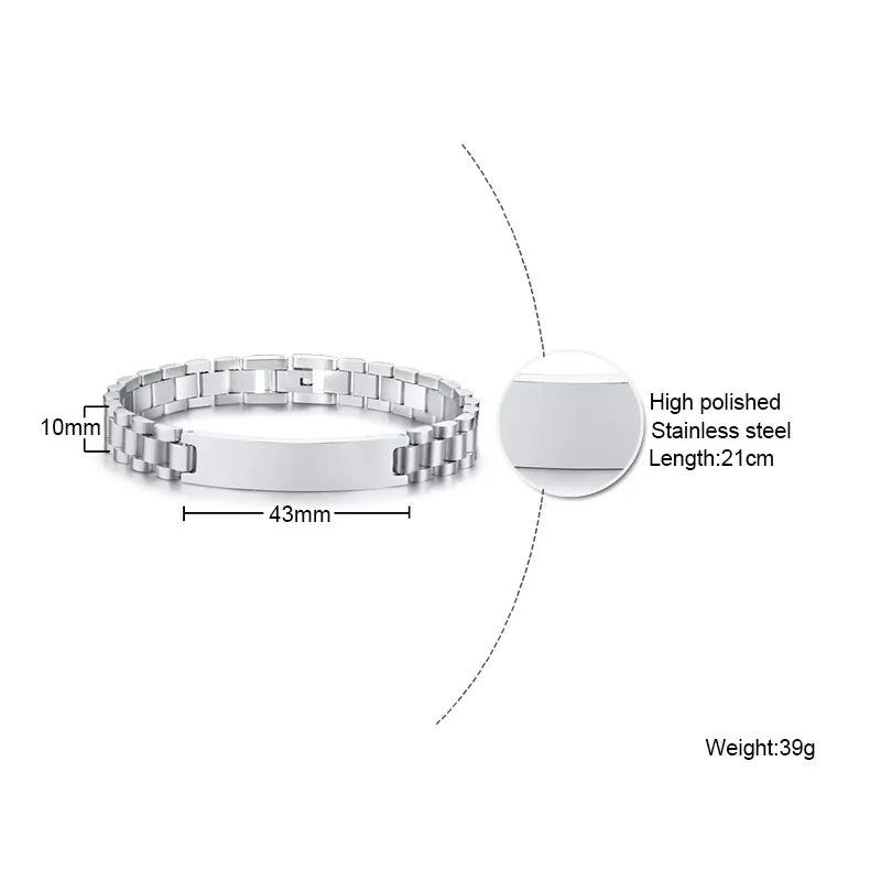 Bracelet Couple Personnalisé En Acier Inoxydable Avec Gravure - Bijoux De Lune