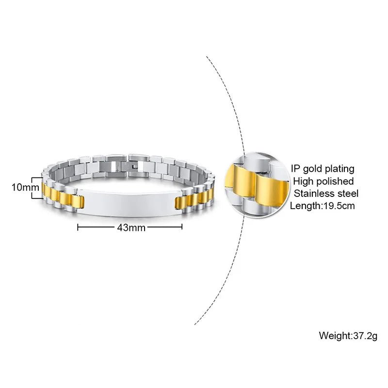 Bracelet Couple Personnalisé En Acier Inoxydable Avec Gravure - Bijoux De Lune