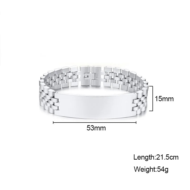 Bracelet Couple Personnalisé En Acier Inoxydable Avec Gravure - Bijoux De Lune