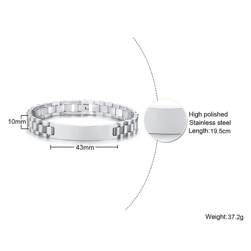 Bracelet Couple Personnalisé En Acier Inoxydable Avec Gravure - Bijoux De Lune