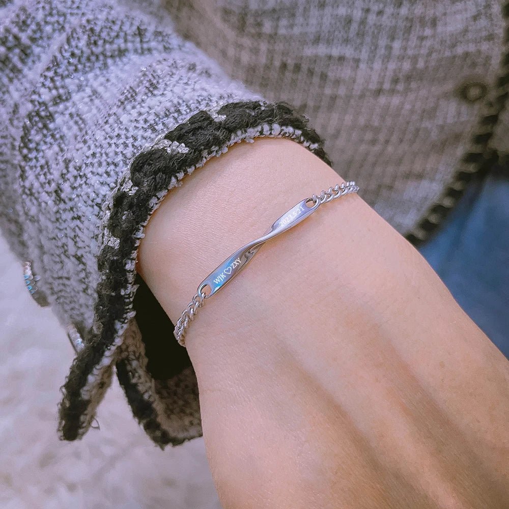 Bracelet Couple Personnalisé Ensemble De Deux Pièces En Acier Titane - Bijoux De Lune