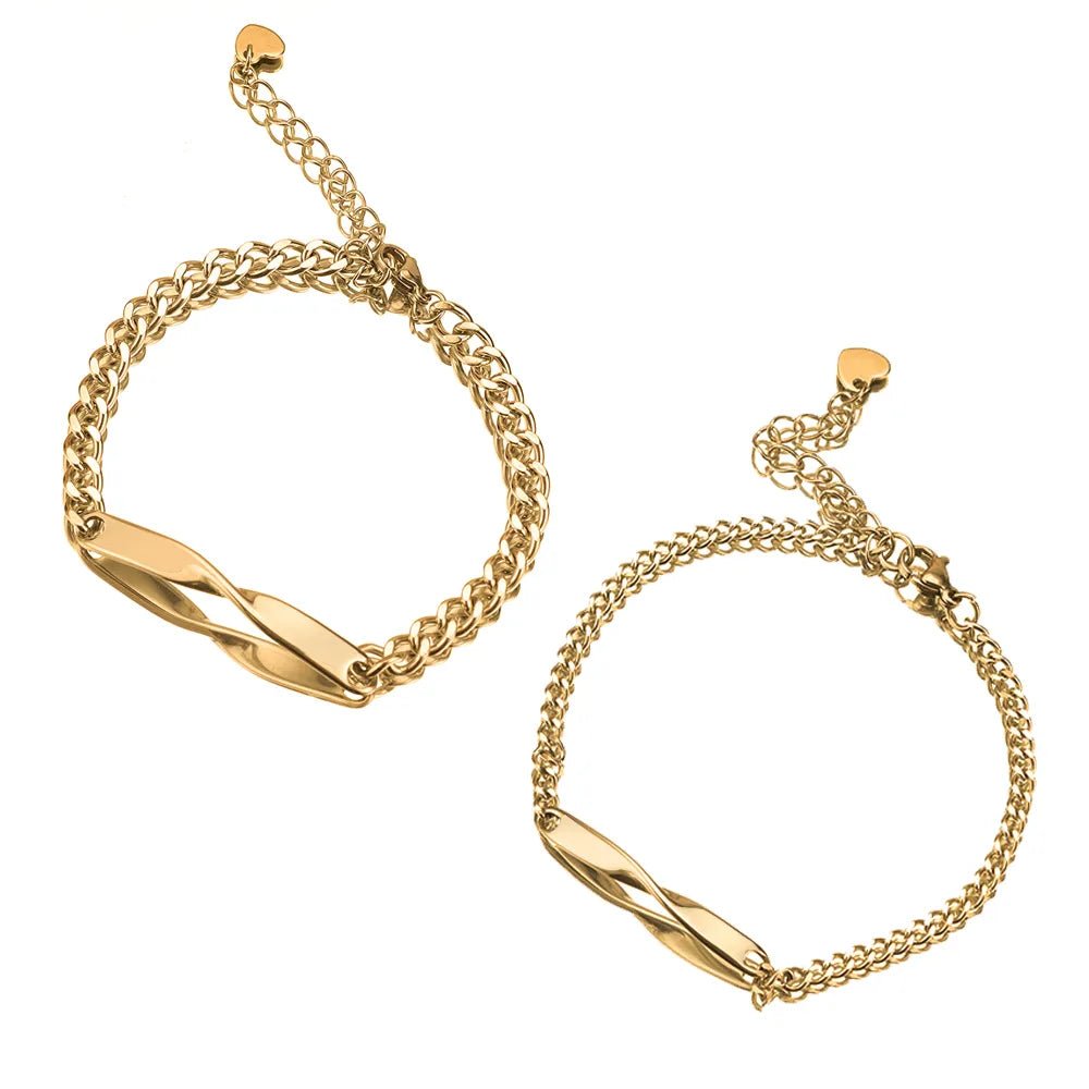 Bracelet Couple Personnalisé Ensemble De Deux Pièces En Acier Titane - Bijoux De Lune